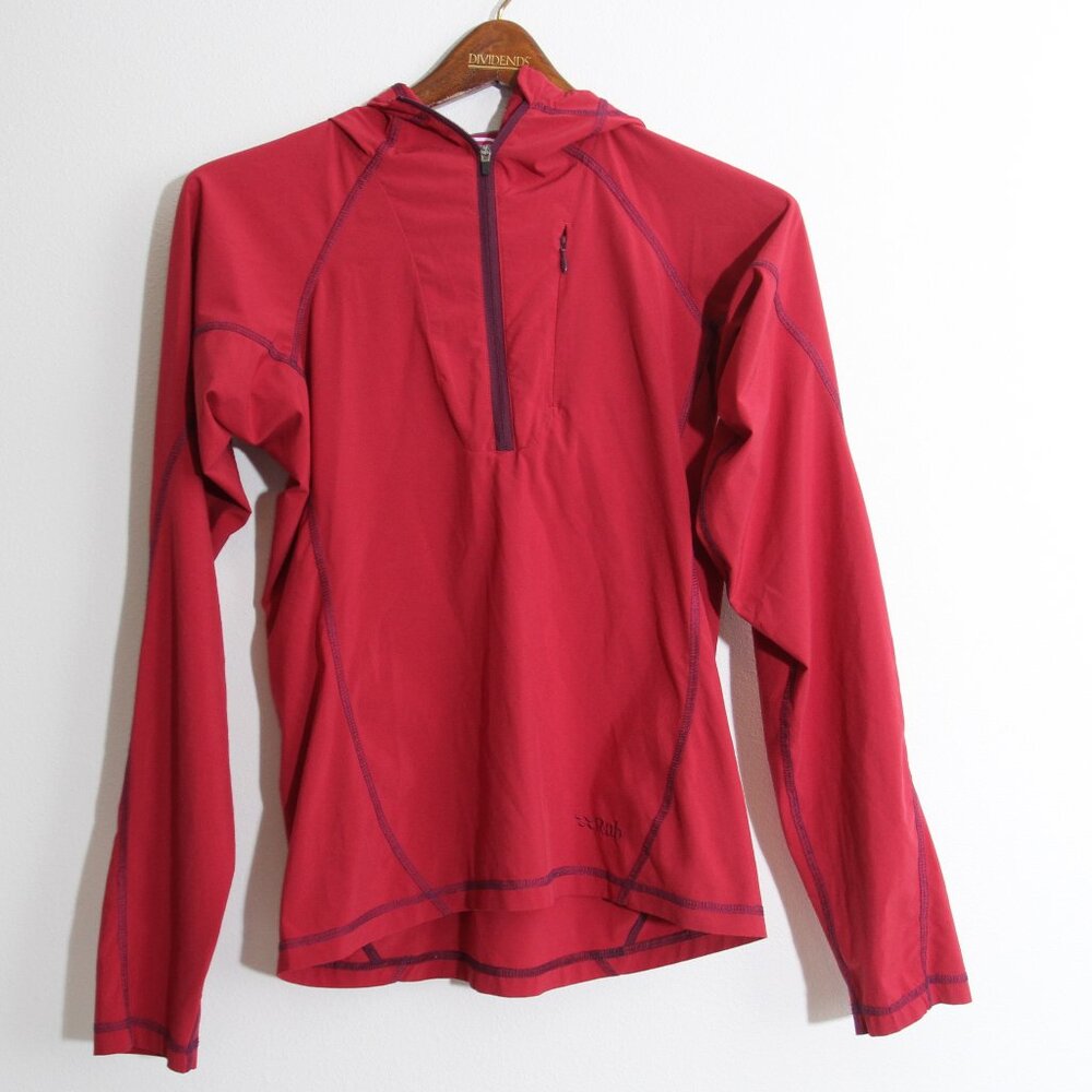 Rab Aurora Pull On Pullover Soft Shell Quarter Zip Hoody Lightweight Red Size XS